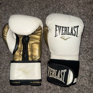 Everlast premium boxing White and Gold Gloves